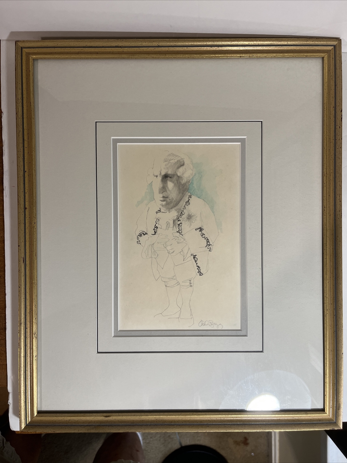 Charles Bragg Original Pencil / watercolor Barrister/ Lawyer Signed Unpublished?