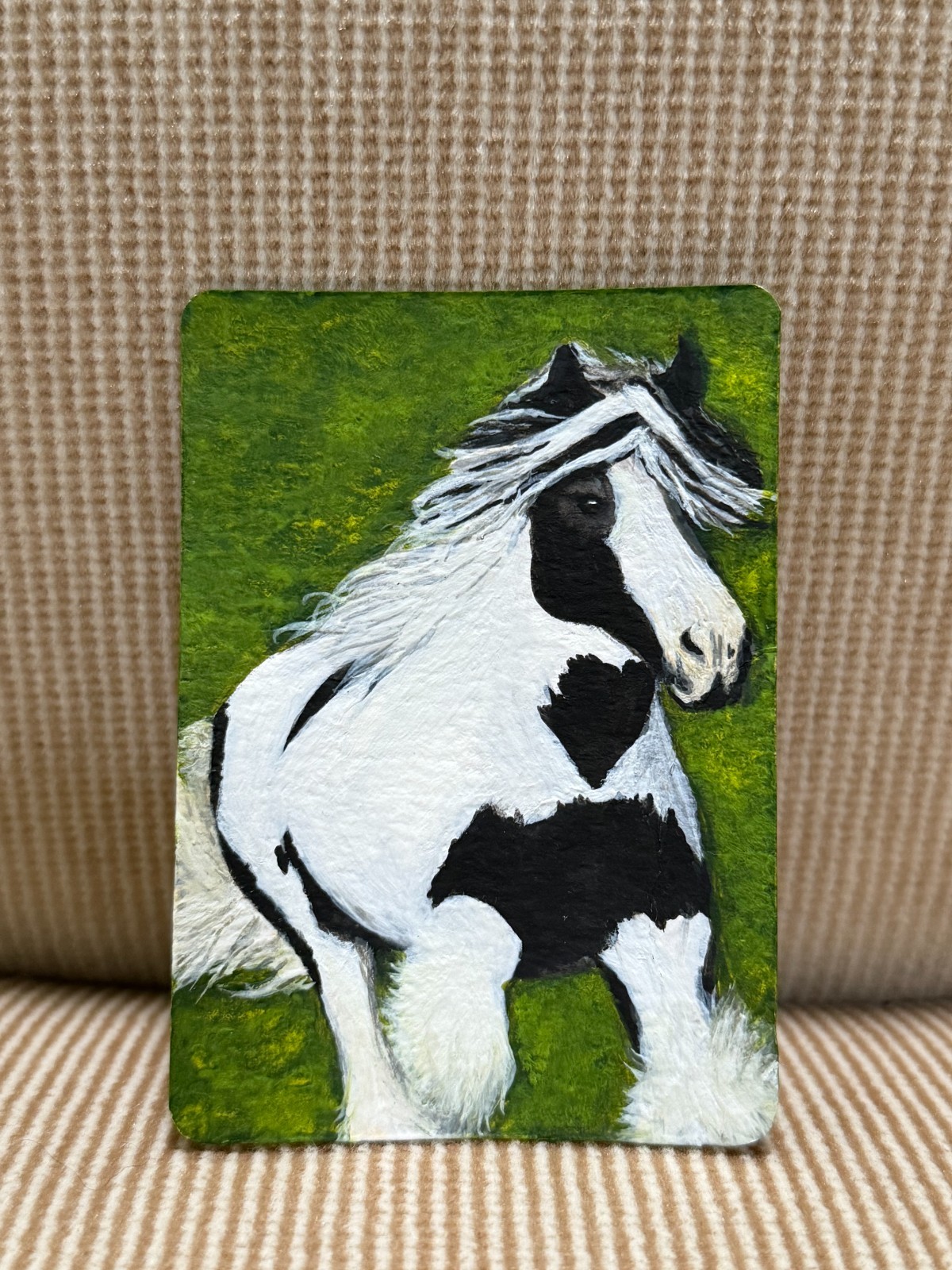 Cushti Bok Original ACEO Watercolor Gypsy Vanner Horse by Pocket Pony Studios
