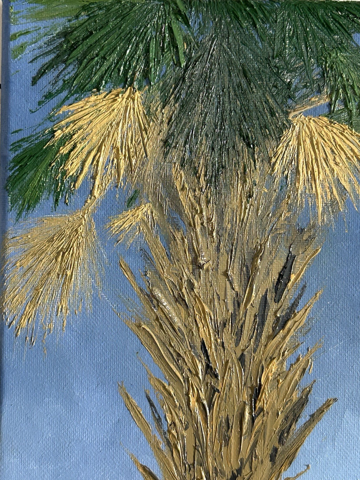 Florida Palm tree Original Hand Painted Oil Painting 12×12 In Canvas Signed