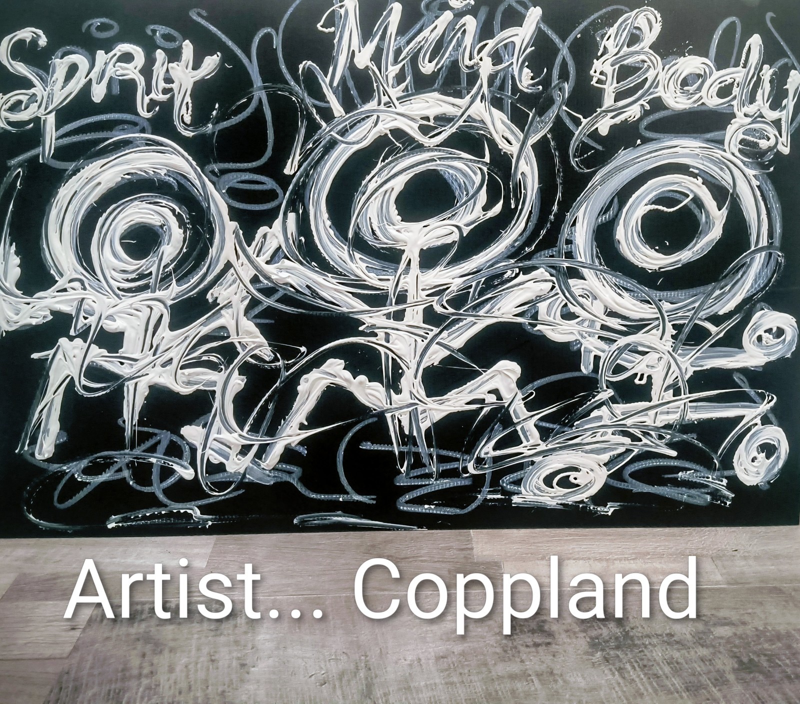 Trey Coppland, Mind Body Spirit Abstract Acrylic, Cardboard, 20×30 in, 2026, Si…