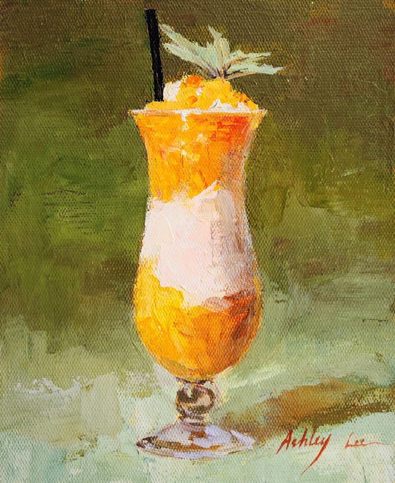 Cocktail, 10×8, Hand painted Oil Painting Reproduction on Canvas