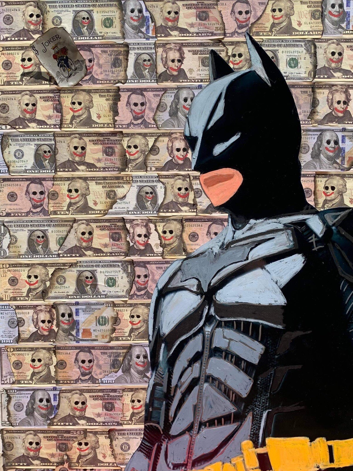 Batman the dark knight Joker print collage on canvas 24×30