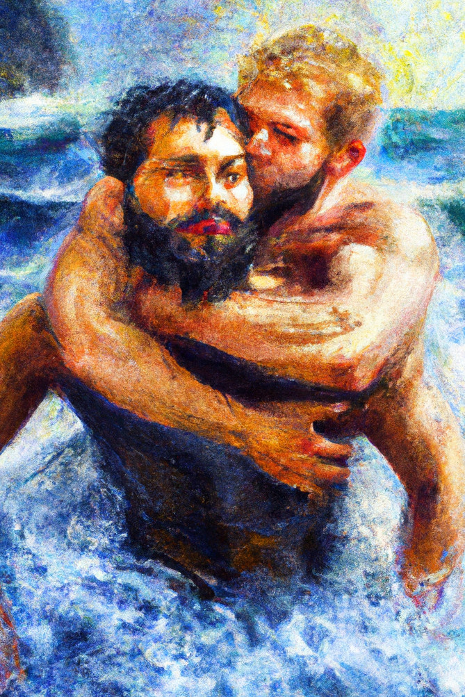 Original art giclée painting «At The Sea 1″ signed by the artist, Large 19»