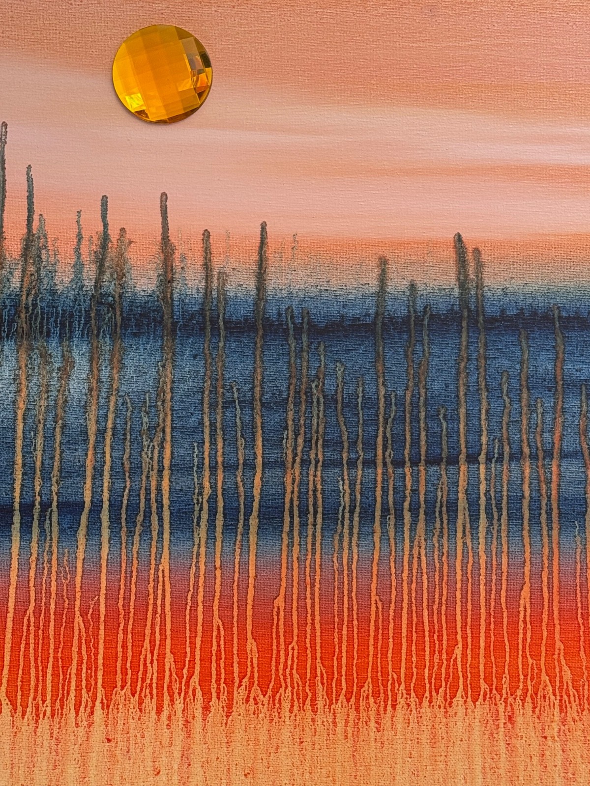 Drip Canvas Acrylic Sky Earth Original Signed Mixed Media Art Painting 18×24