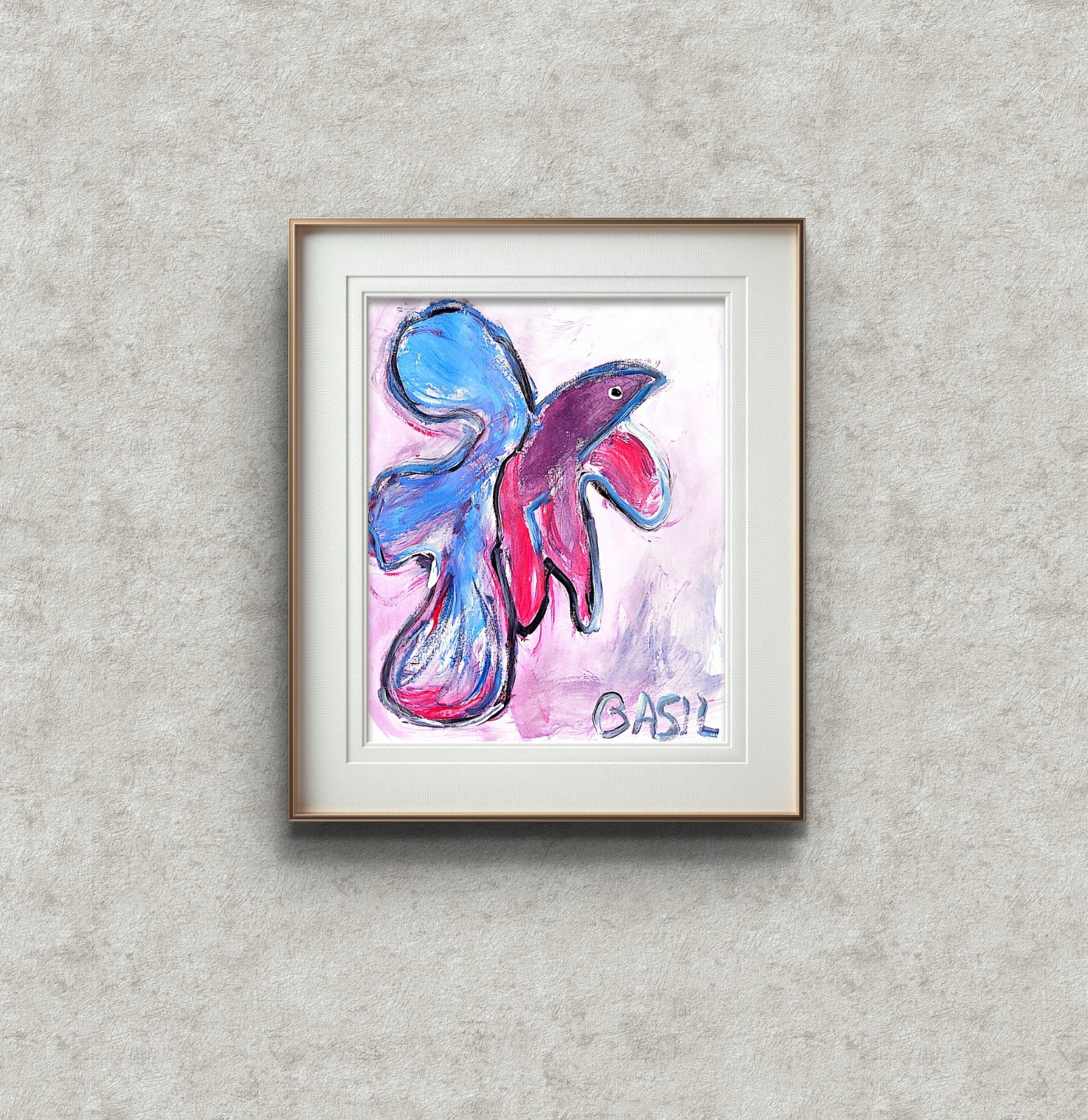 Angel Fish Colorful Neo Expressionist Original Paper Wall Art