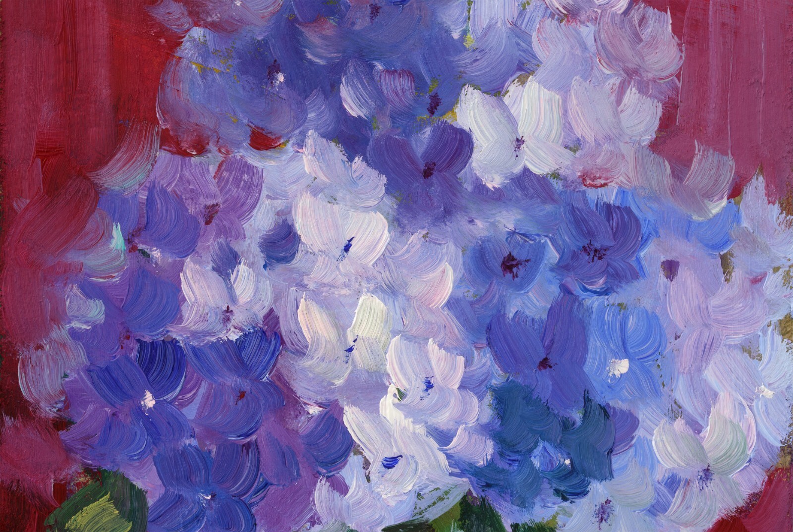 Hydrangea Oil Painting Small Flower Original Wall Art Floral Painting Home Decor