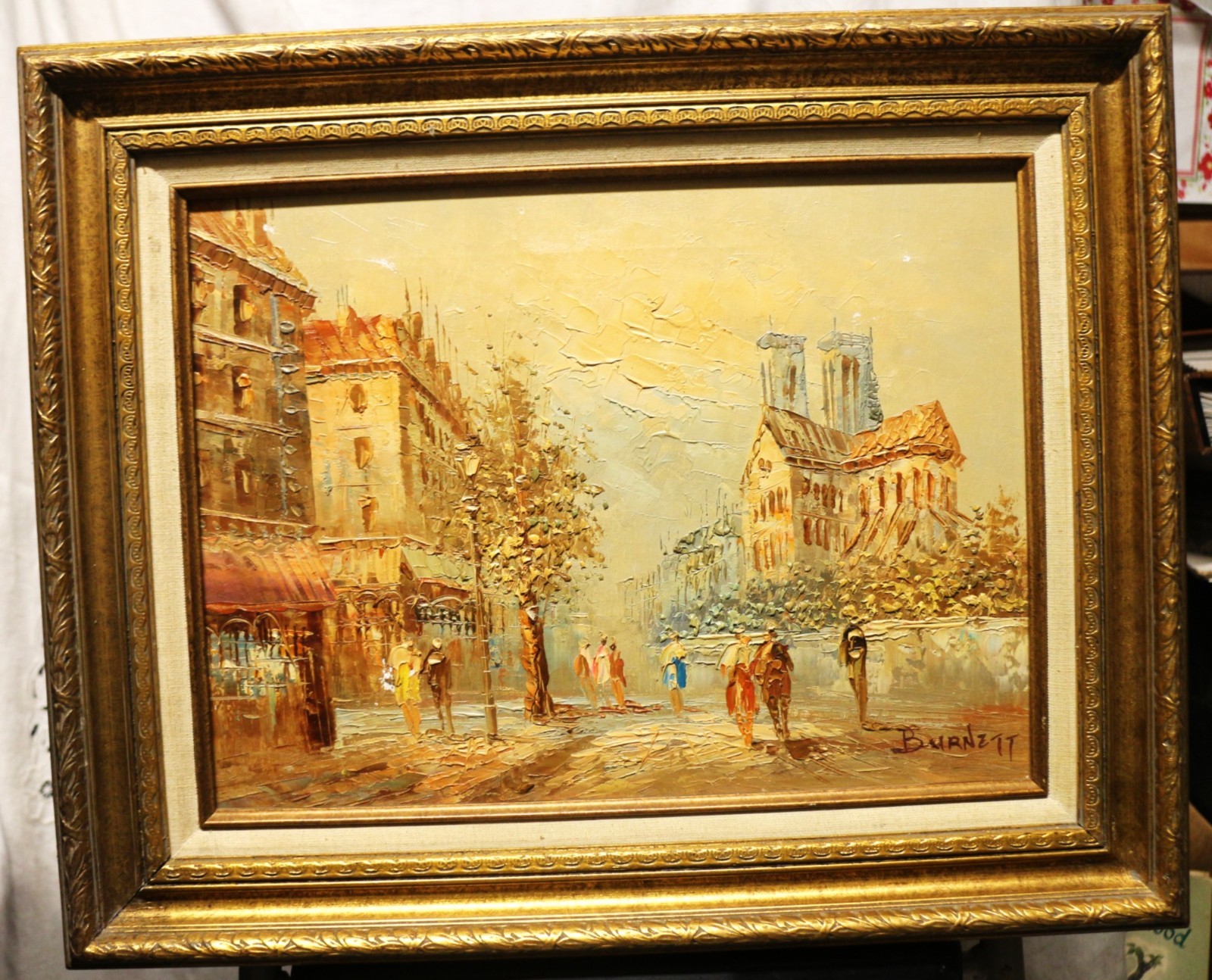 Caroline C. Burnett (1877 – 1950) Parisian Street Scene Oil on Canvas Framed