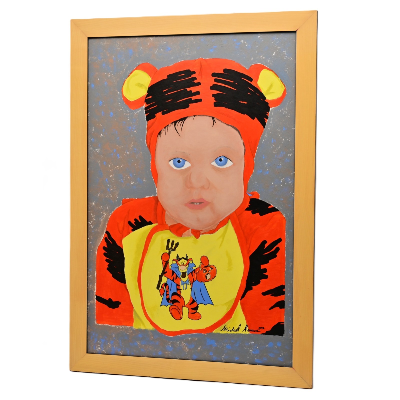 RAMOS Original Vintage Signed Winnie Pooh Tigger Costume Child Portrait Painting