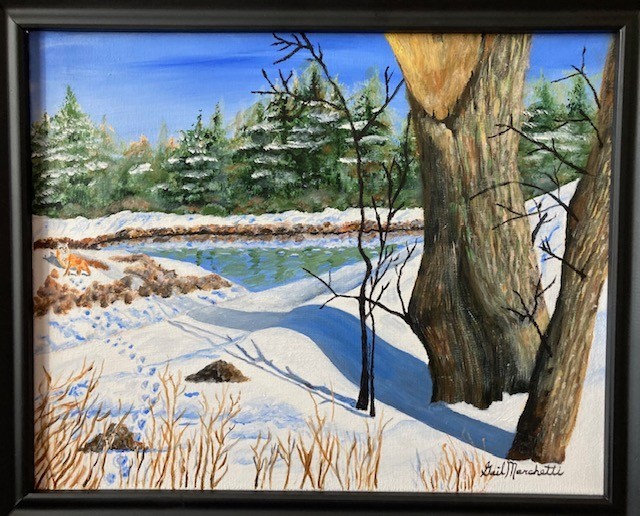 16in. x 20in. original acrylic painting on canvas signed framed by seller