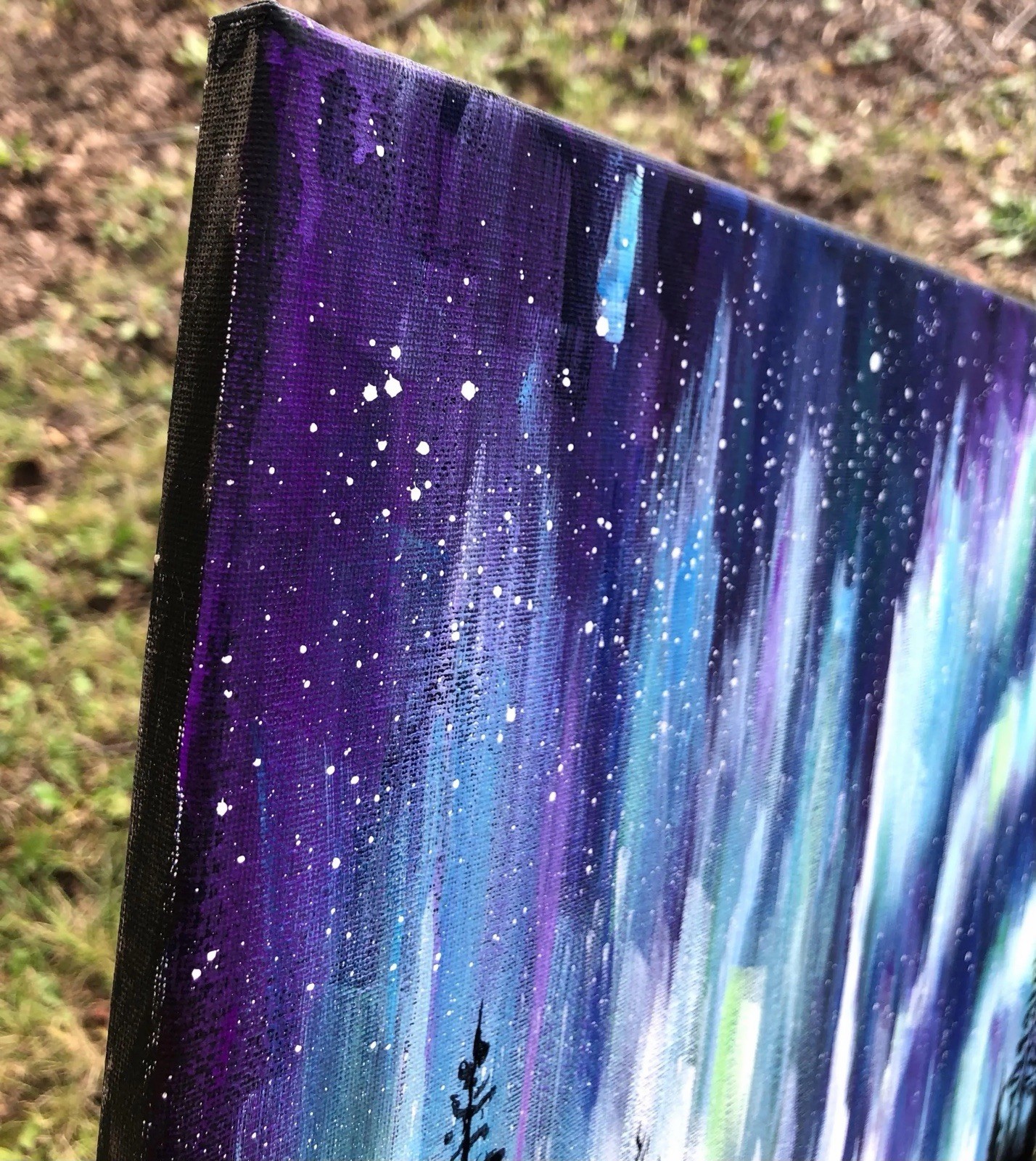 Northern Lights Painting Aurora Borealis Original Landscape Night Sky Minnesota