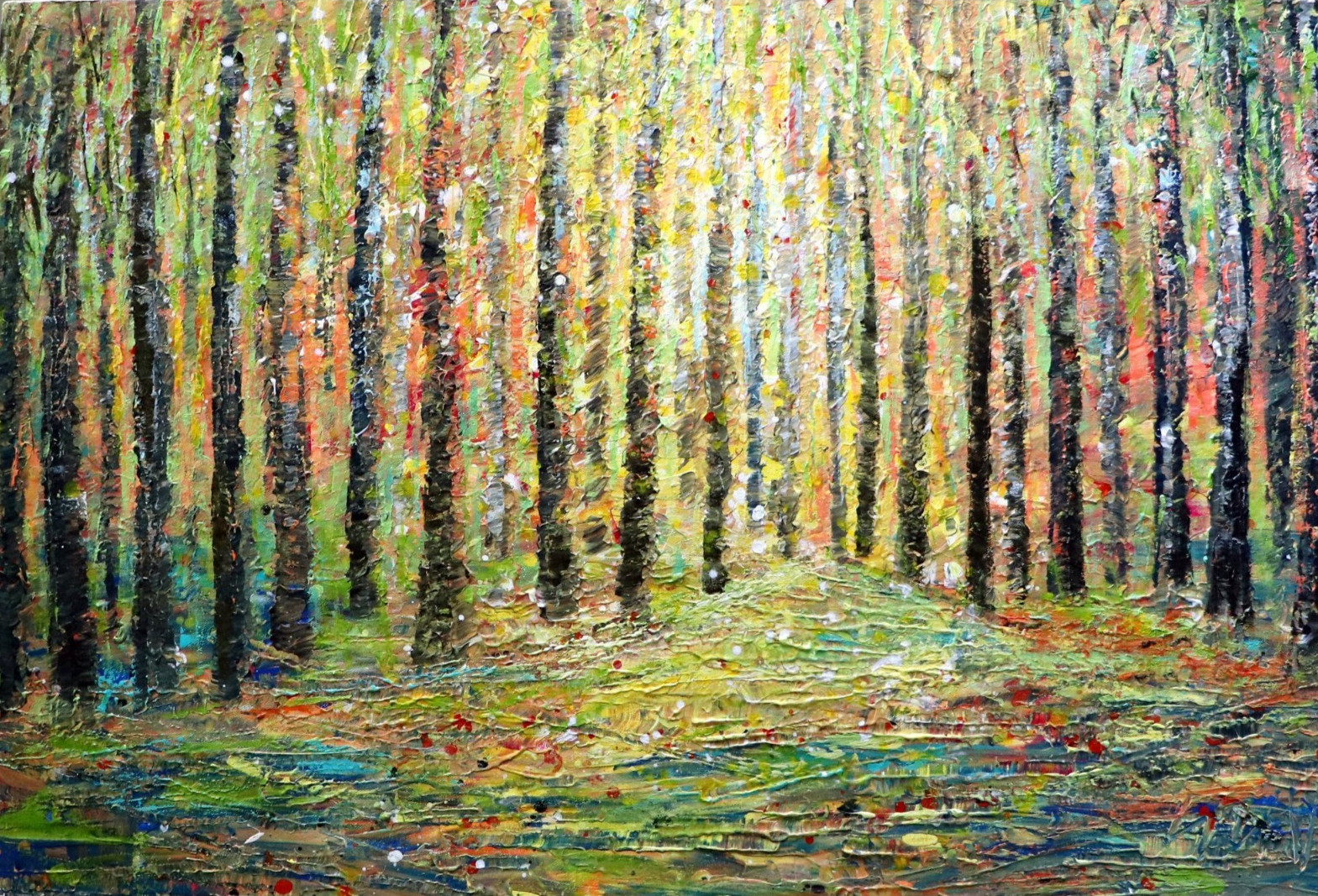 Minnesota Forest Painting 36×24 Original Textured Landscape Art