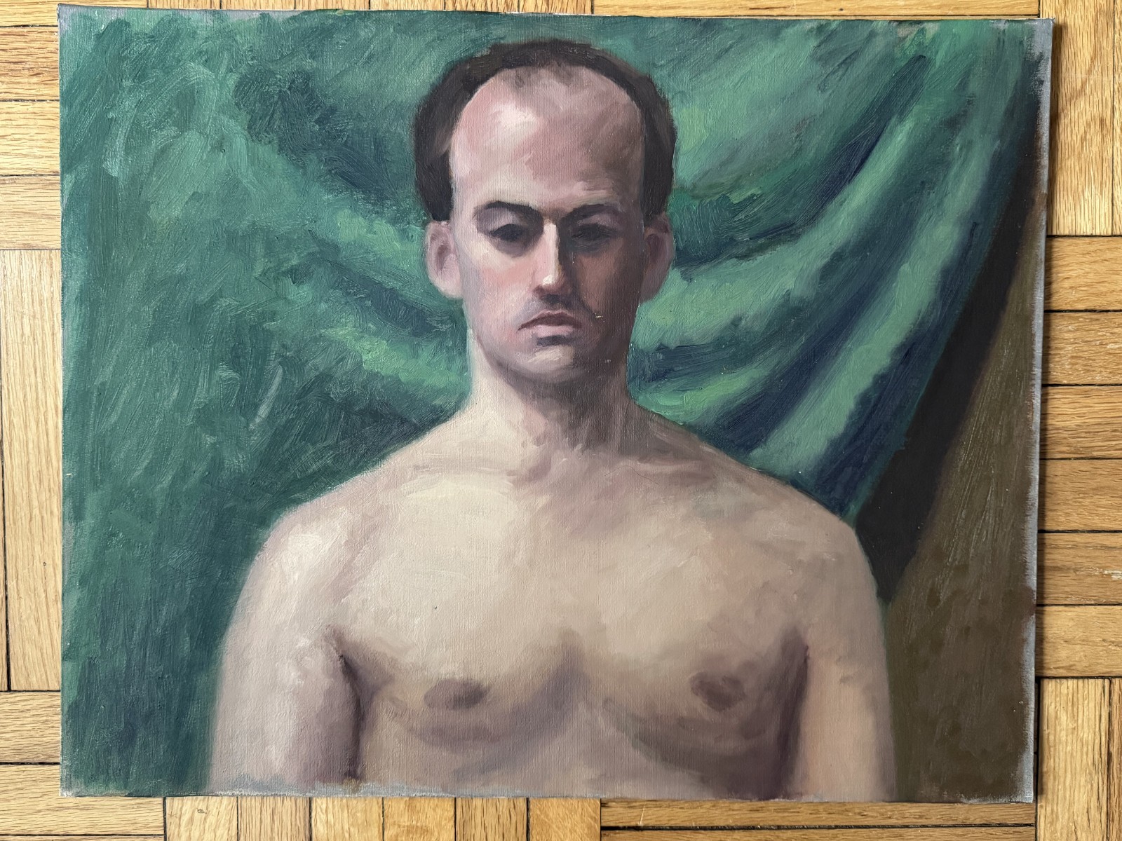 Vintage Academic Portrait Acrylic Board Shirtles Man 16×20 Peter Feldman Gay Int