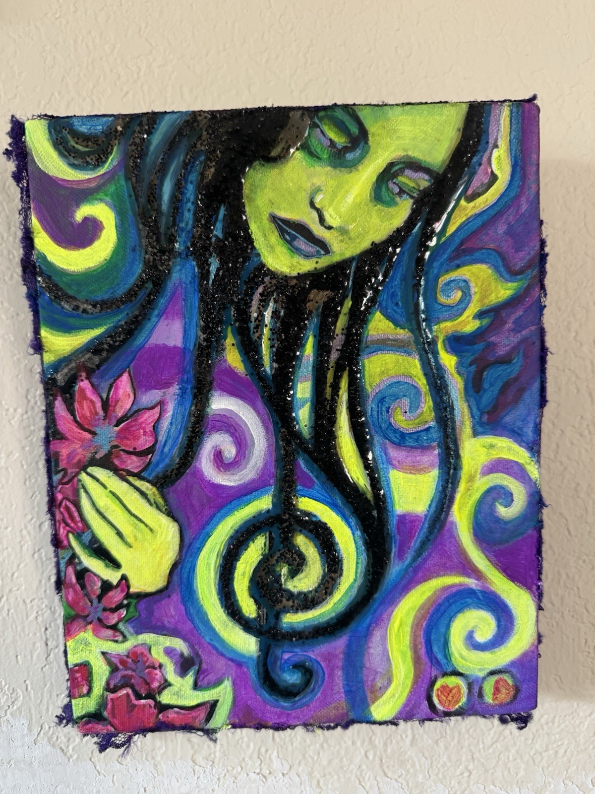 Mellissa Escolas – Fantasy Woman with Flowers- Mellow arts Original UV Painting