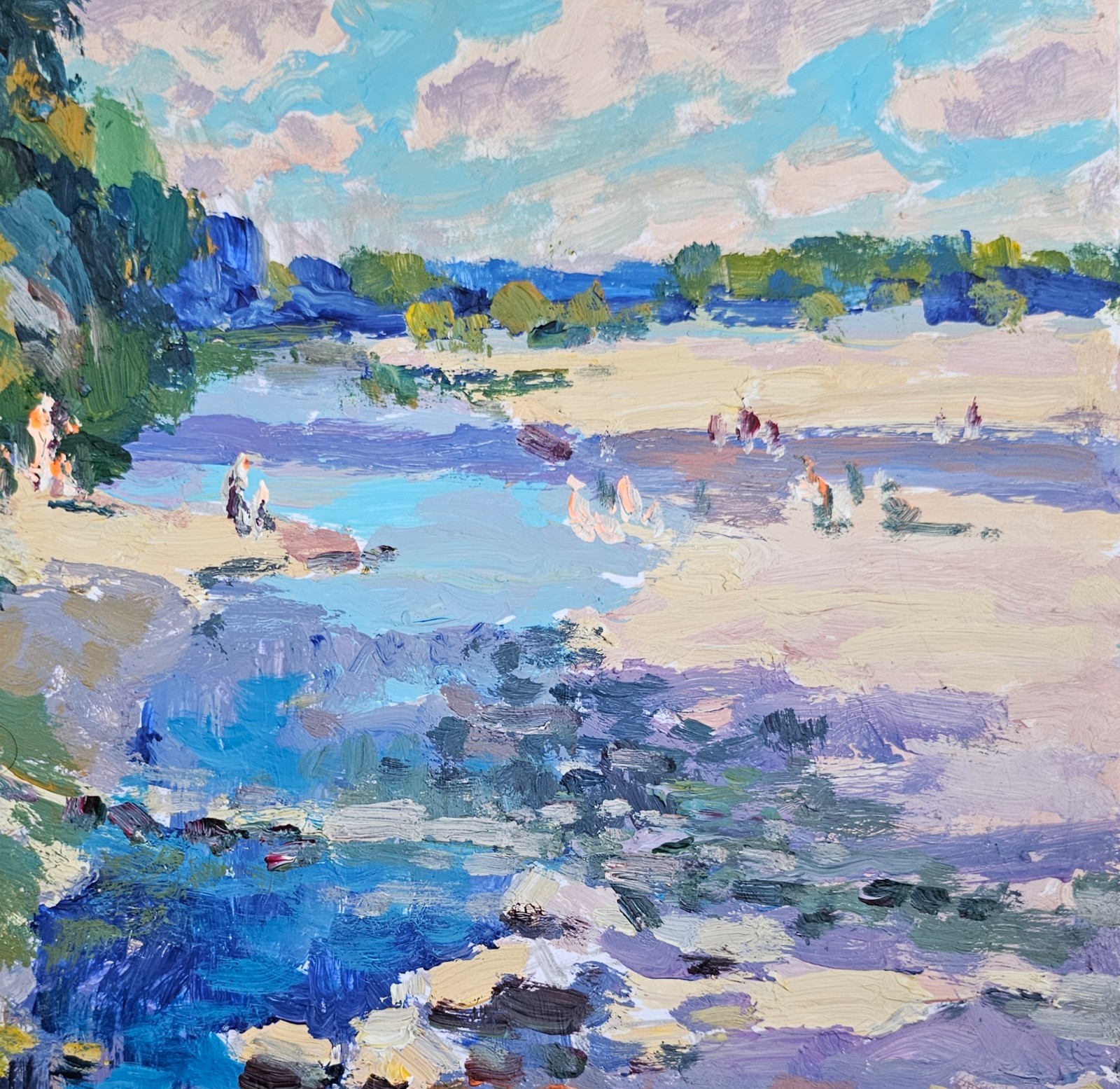 Acrylic painting Waters Ukrainian painter cardboard Unframed original landscape