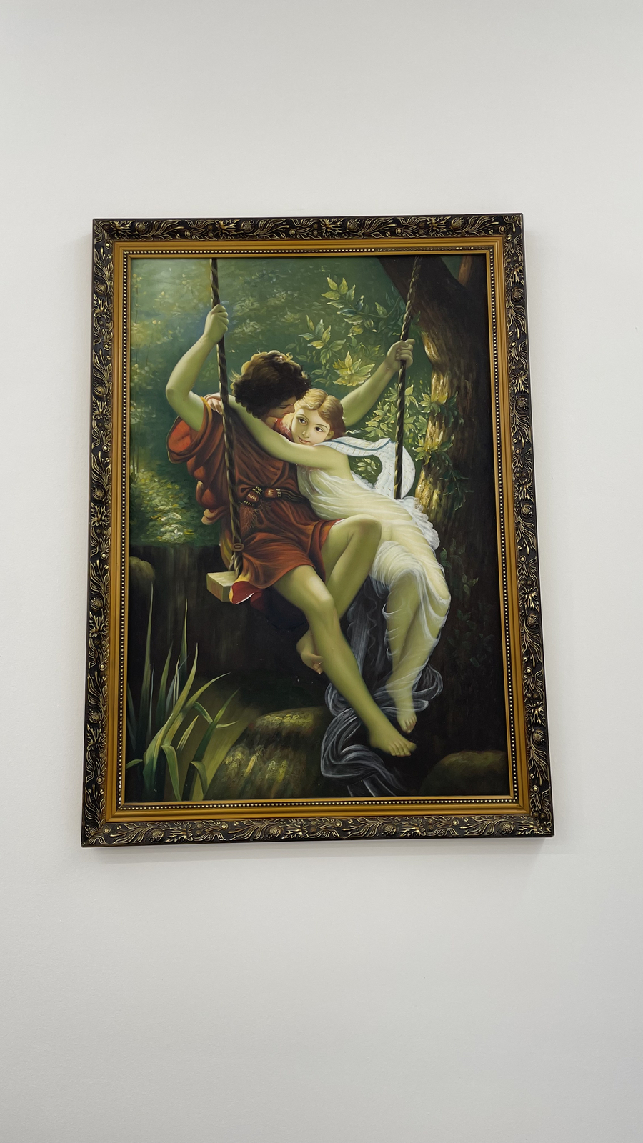The swing (springtime) Oil Canvas Painting 19th Century