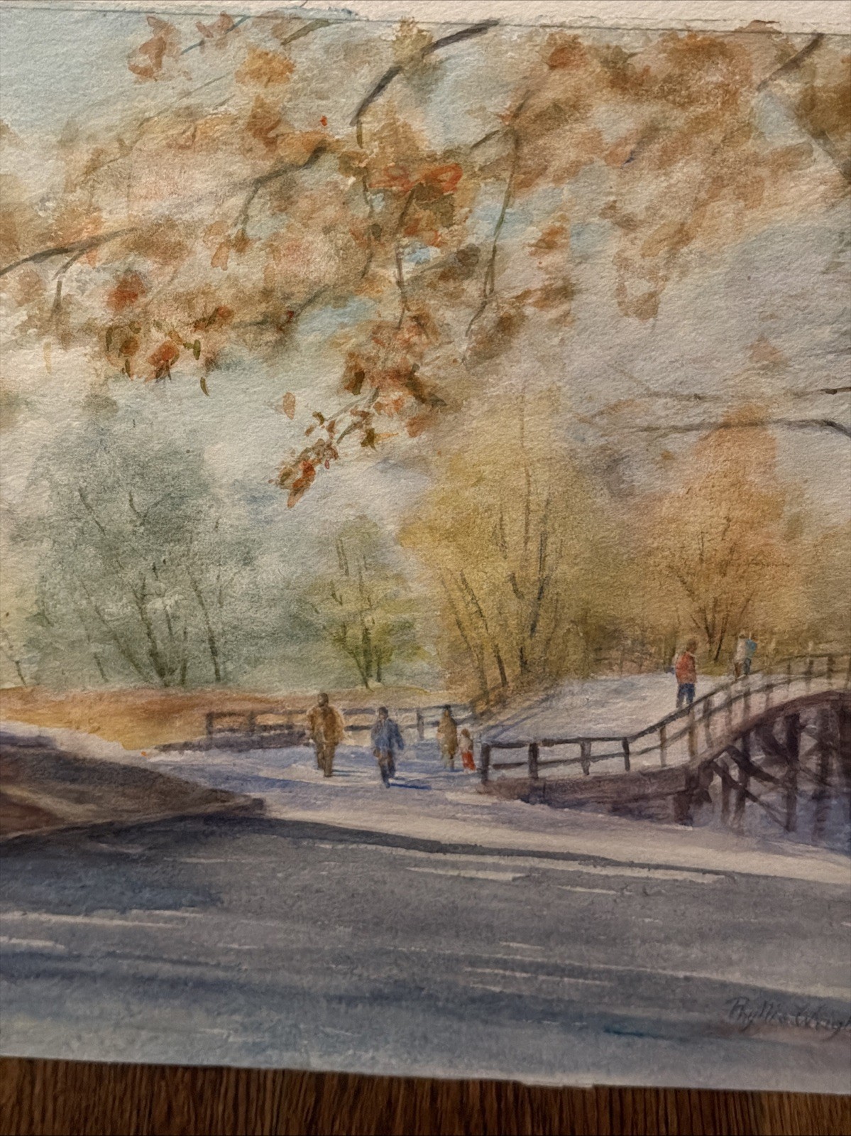 Original 1983 Phyllis Wright Watercolor Double-Sided Landscape Princeton Artist