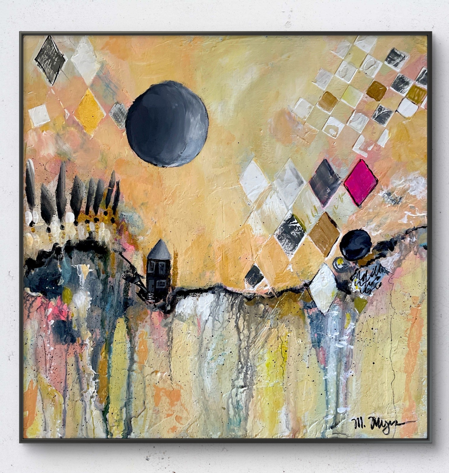Mary Myers Original Abstract Cityscape Painting | Modern Geometric Art