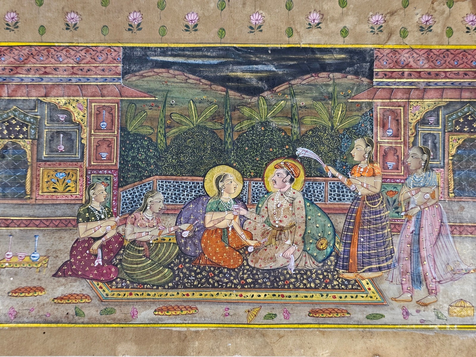 The Mughals Art Painting The Age Of Intoxication Of Alcohol Antique Art Goldwork