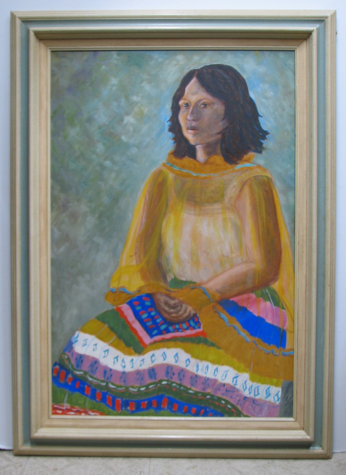Large Original Oil Painting of a Seminole Woman on stretched canvas framed