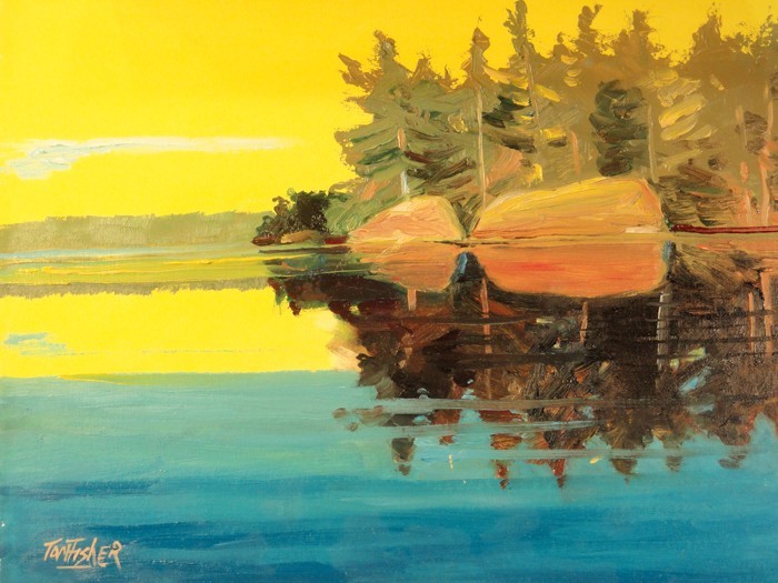 Up North Lake Hard Edged Forest Colorist Impressionism oil Painting landscape