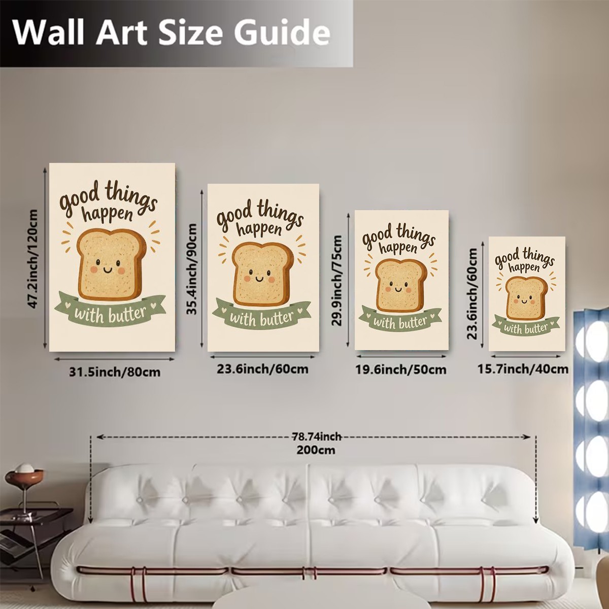 Good Things Happen With Butter Canvas Wall Art Funny Kitchen Decor Bread Print
