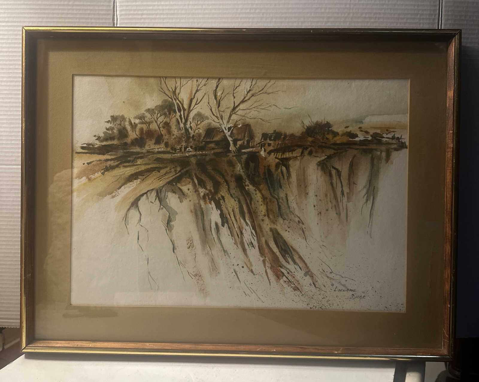 ORIGINAL MCM LORRAINE FIEGE ABSTRACT IMPRESSIONIST LANDSCAPE WATERCOLOR SIGNED