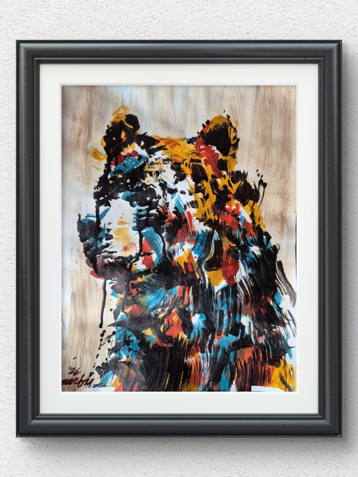 Original Hand Painted Animal 11×14 Acrylic Paper Art Signed Vibrant Decor P101
