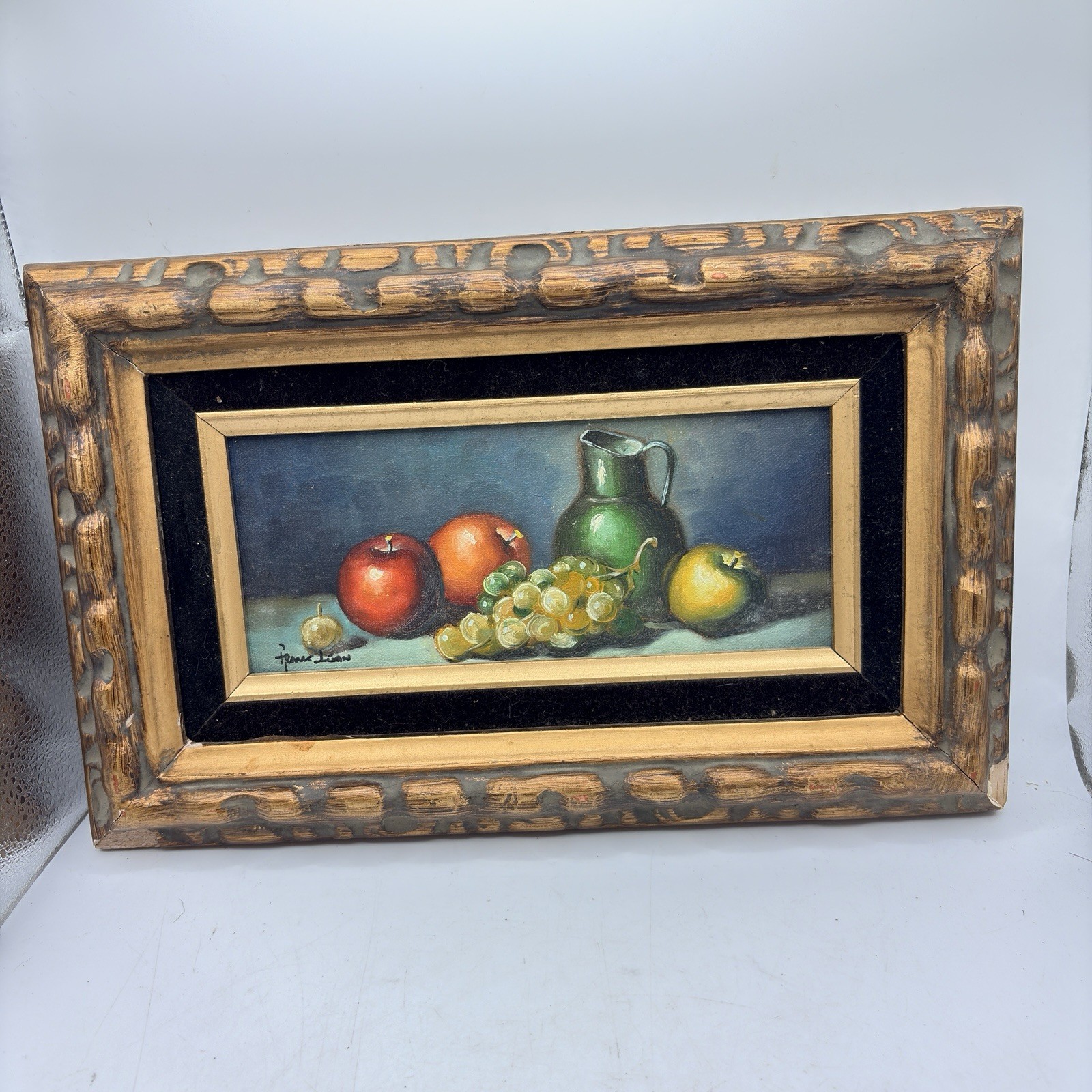 Frank Lean Original Still Life Oil Painting On Canvas Fruit Signed Framed