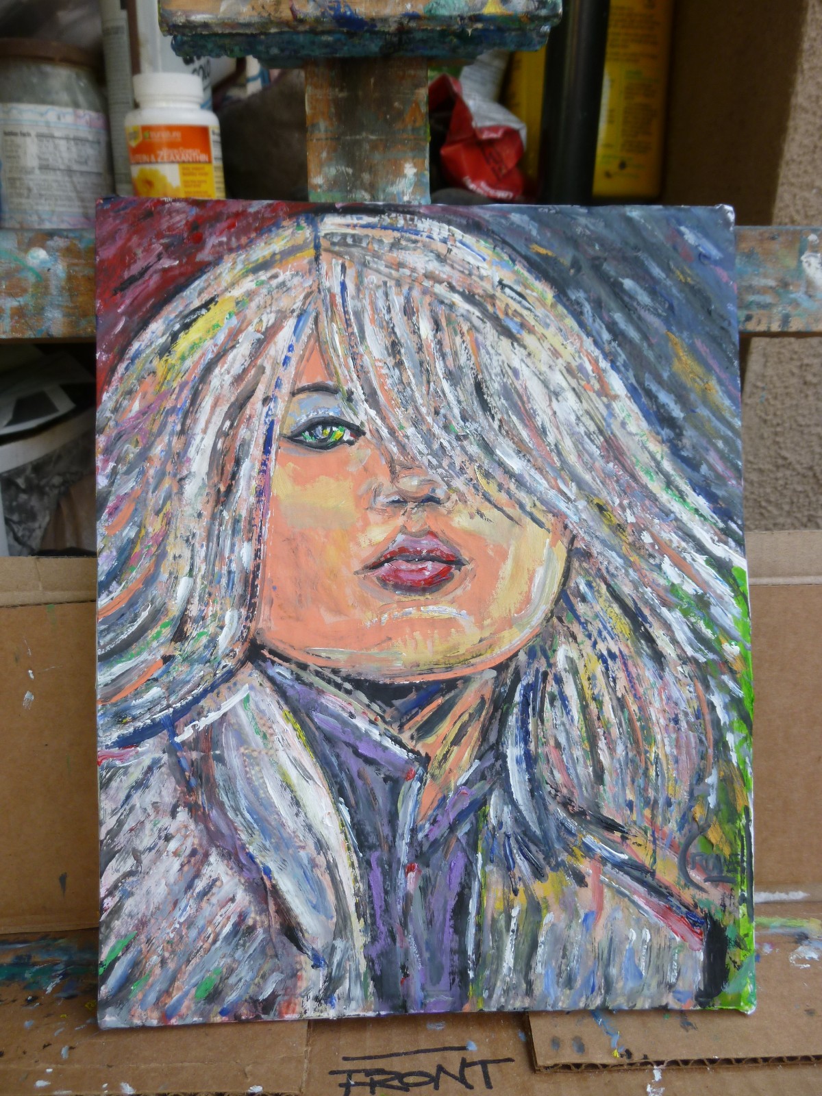 LEAD SINGER OF BLONDIE original 8×10 deborah card panel oil painting by Crowell