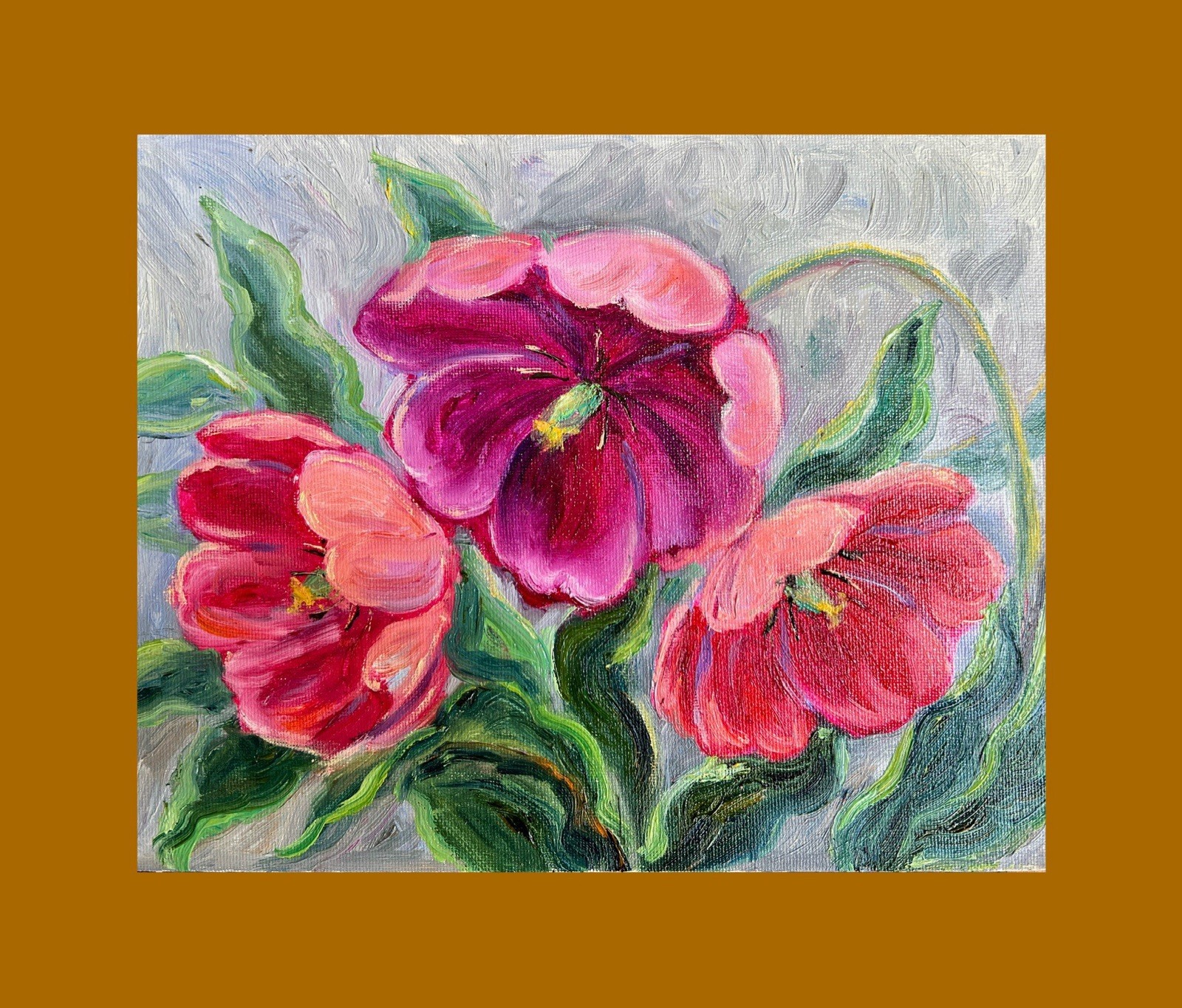 Original Oil Painting Tulip Flowers Wall Art Floral Wall Art 8×10 Wall decor