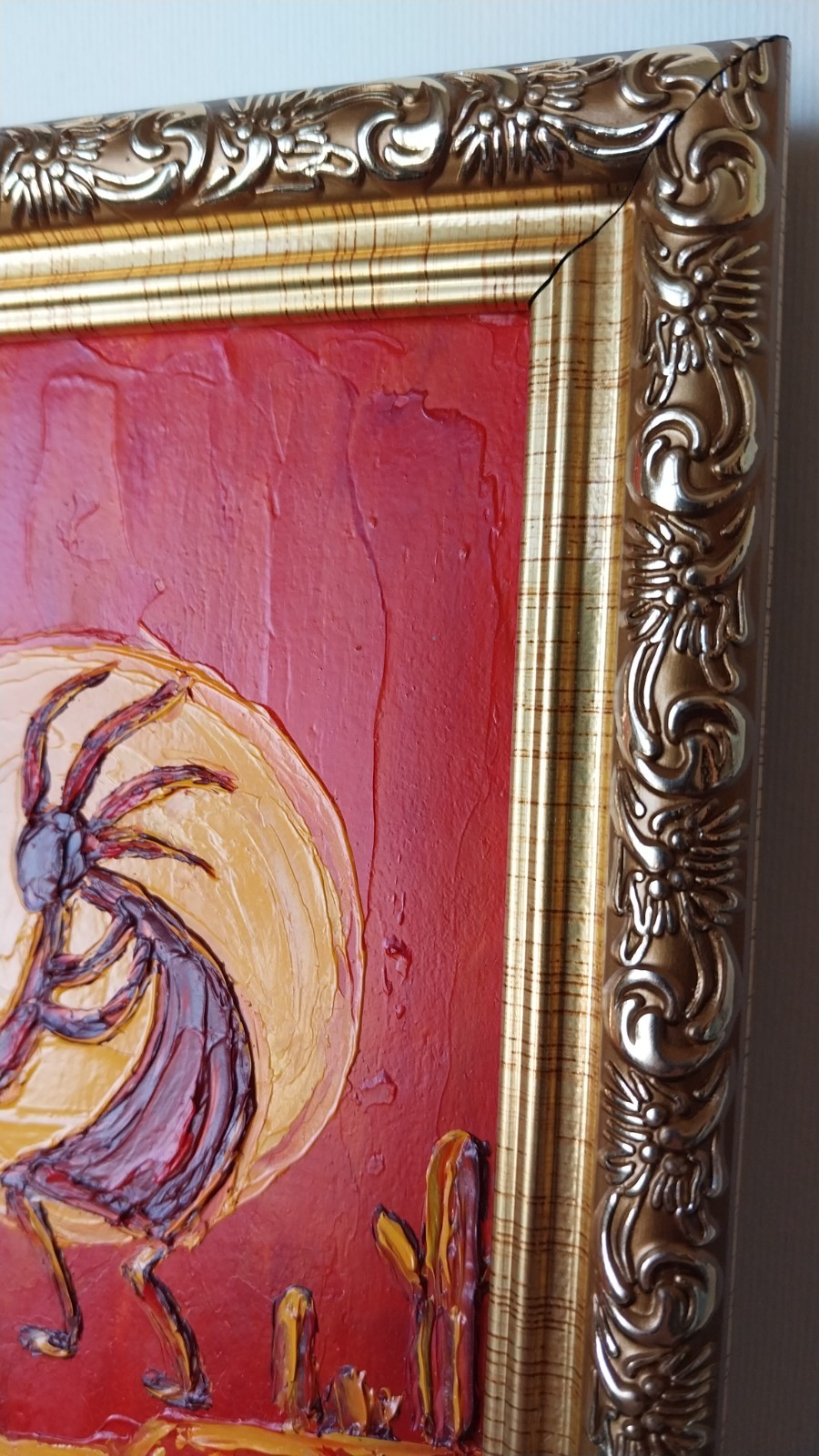 Framed Kokopelli Art Native American Southwest Art 4×6 in Original Oil Painting