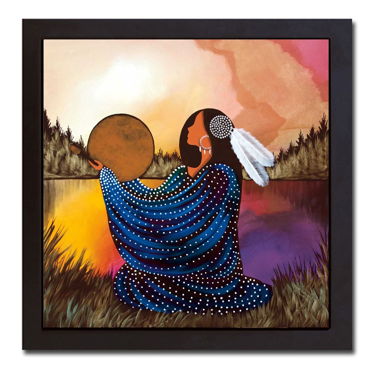 Black Floater-Framed Heartbeat by Betty Albert Canvas Giclee Art (16 in x 16 in)