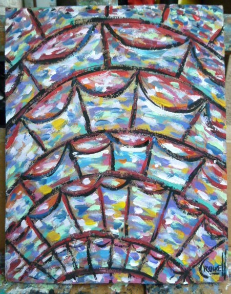 THE FINAL CURTAIN 8×10 oil painting card panel panel original art signed Crowell