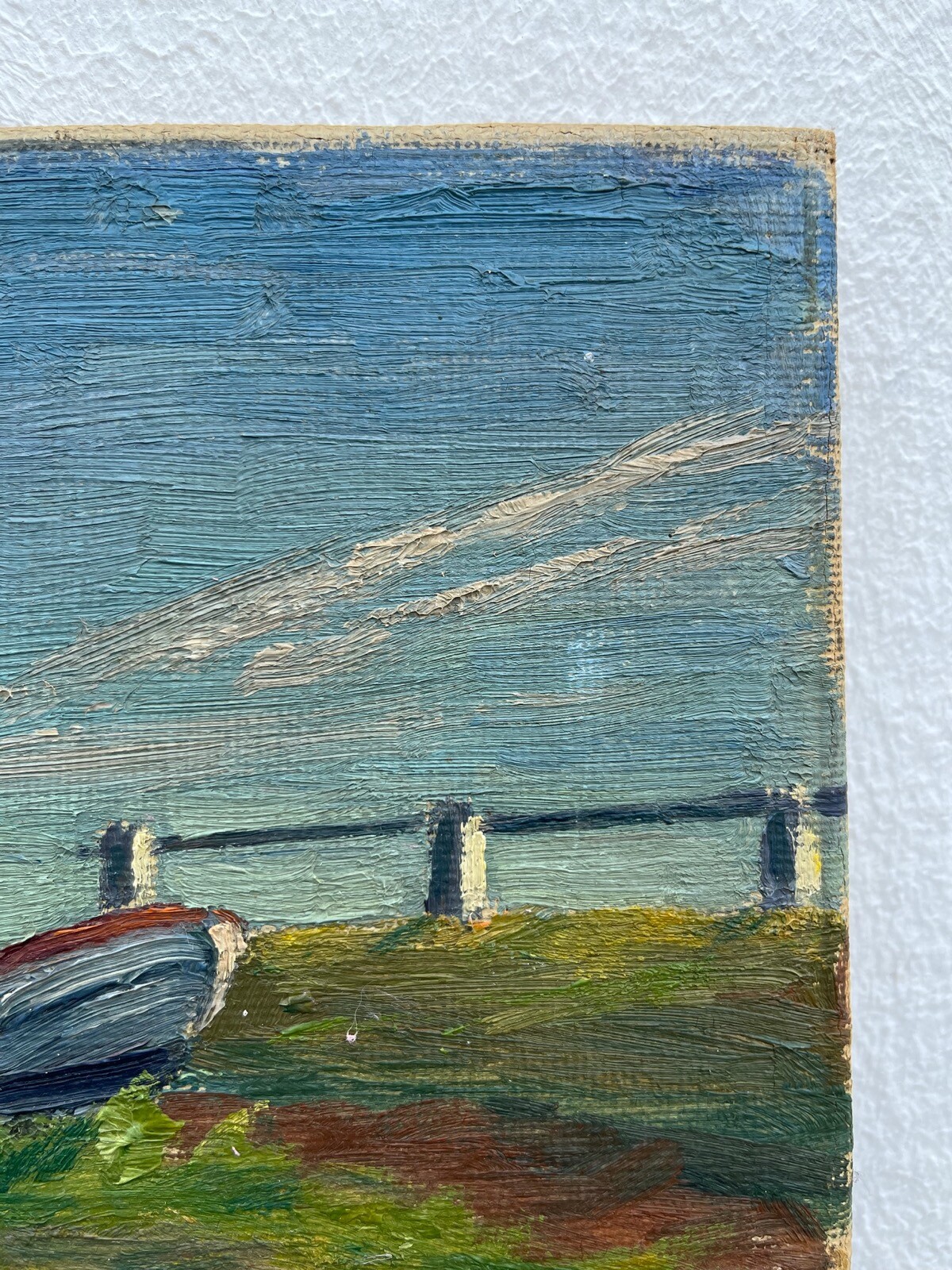 Impressionist Danish Coastal Landscape Boats At Shore Fishing Village Summer Day