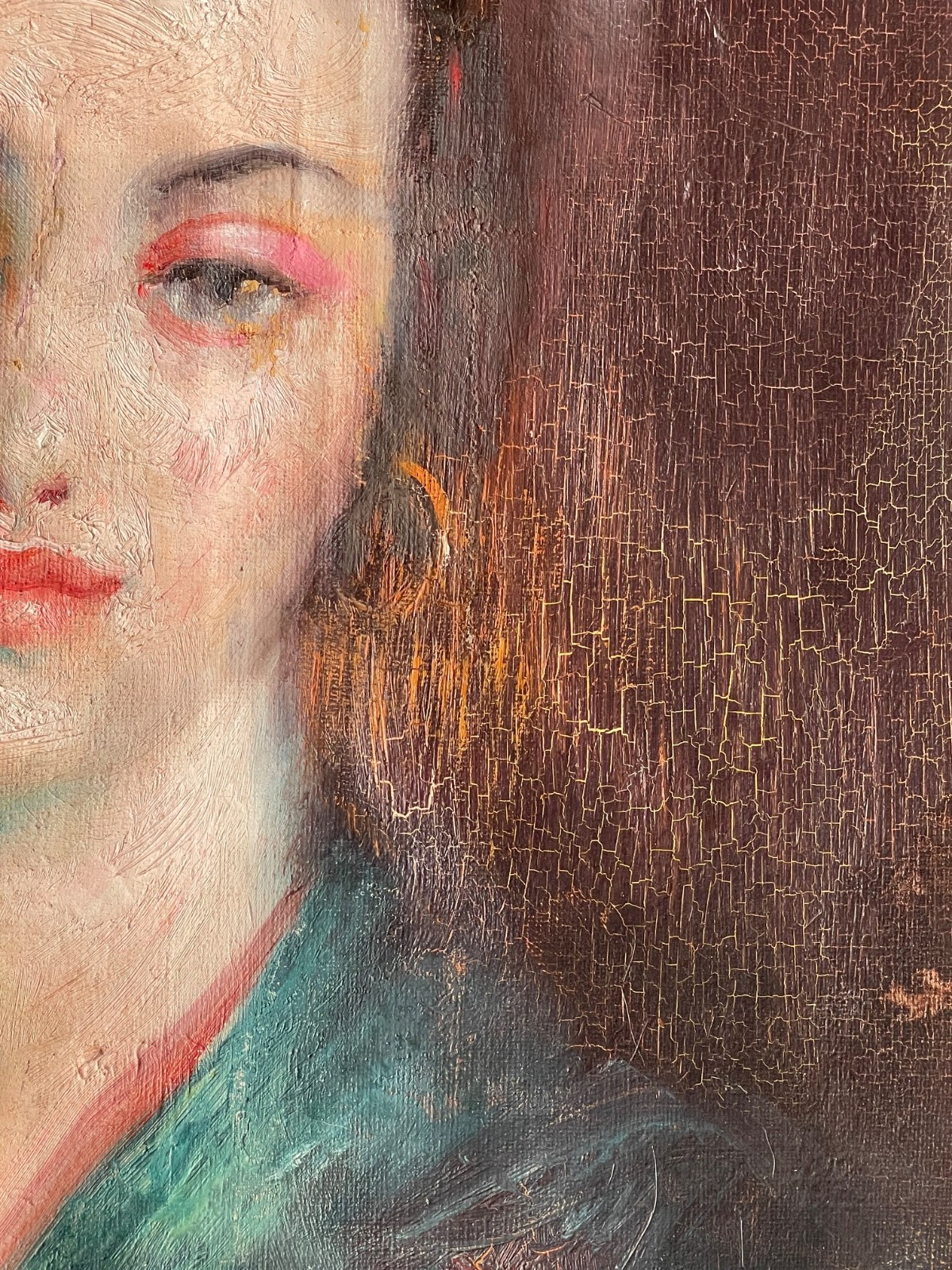 Gonzalez Carbonell Signed Spanish Modernist Oil Painting Portrait Lady Rose