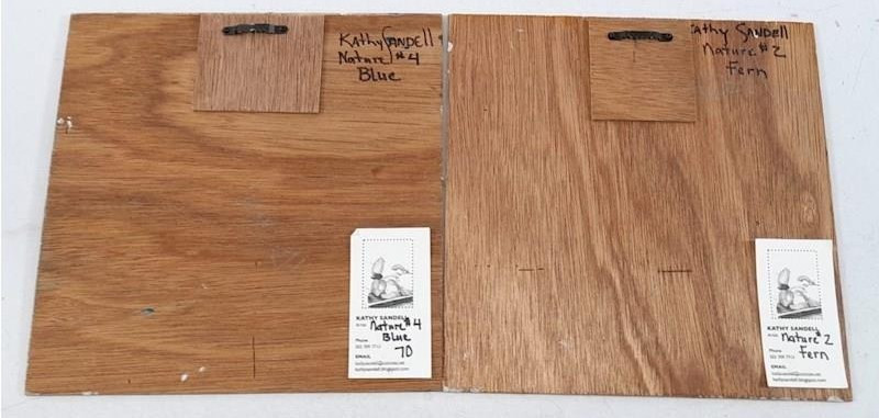 ORIGINAL – Kathy Sandell – Very Nice Pair Of Pressed Nature On Board – 10×10 (2)
