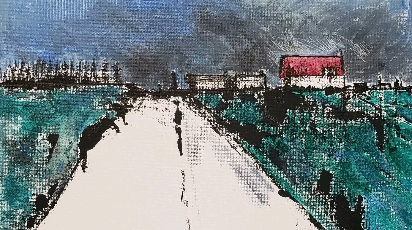 No.631 Original Abstract Modern Minimal Landscape Painting By K.A.Davis