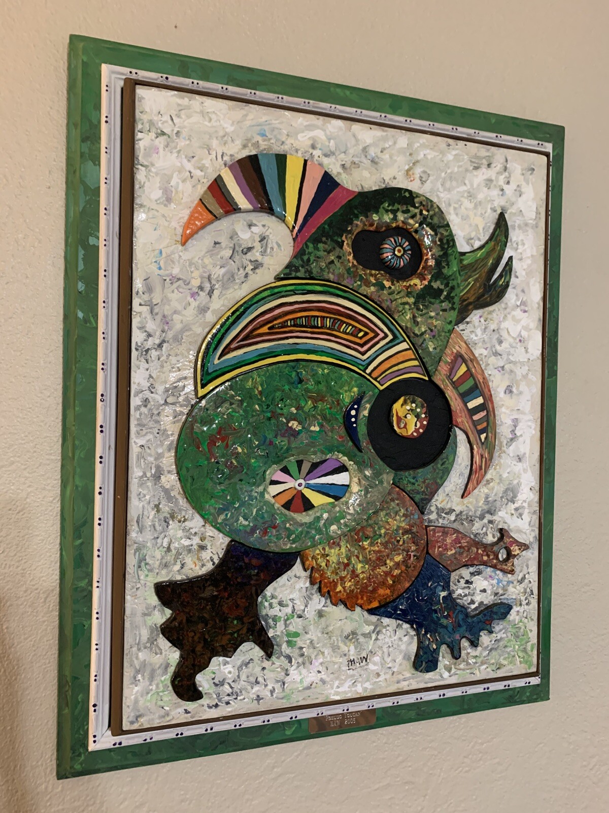 UNIQUE! One Of A Kind Pseudo Toucan Abstract Art Deco Contemporary SIGNED!