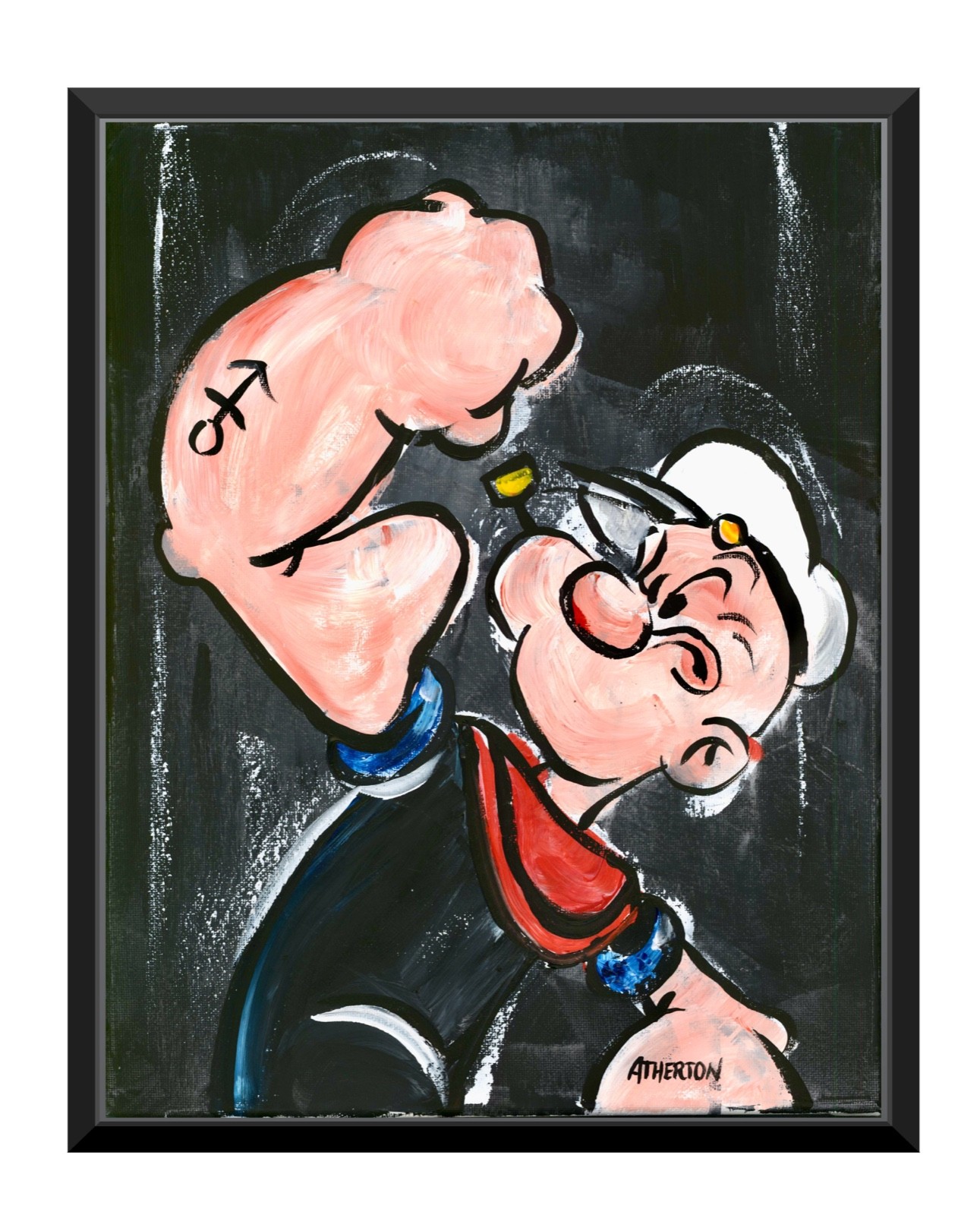 Original 11×14 Sailor Cartoon Inspired Painting Acrylic Pop Art Strongman Popeye