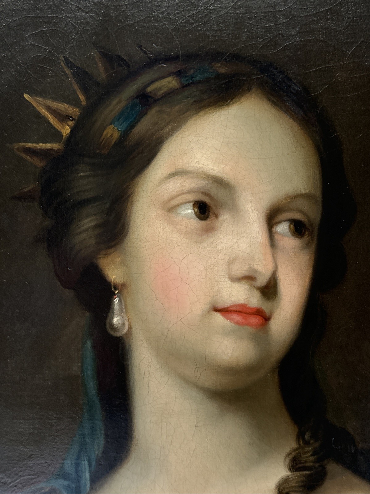 Old Master Painting Queen Crown Madonna Church Iconic 17th 18th Century Antique