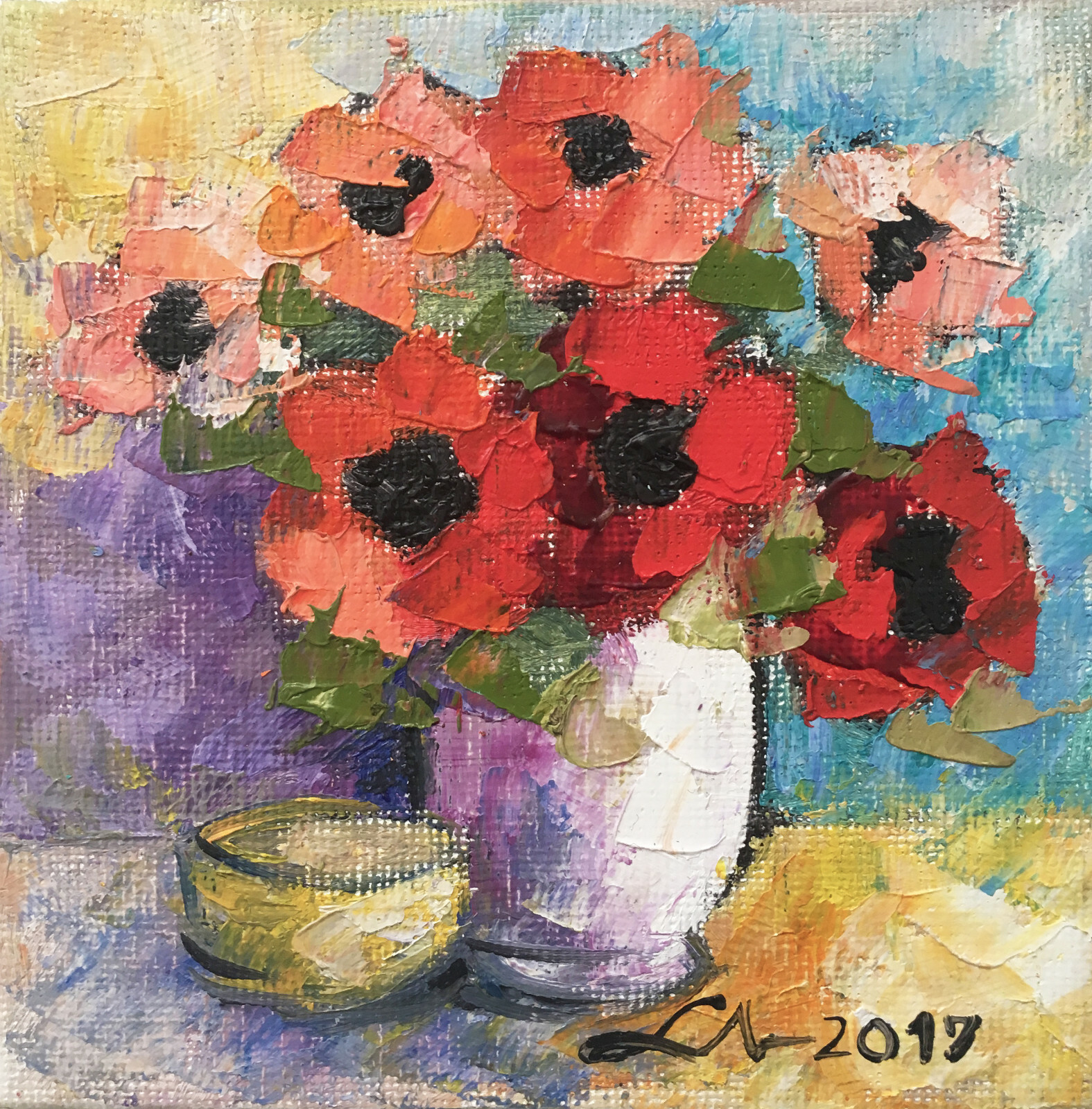 Original Art Oprina-Felicia Dolea – Oil Painting 4×4 in # 268