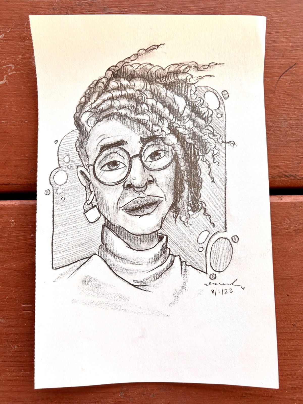 Original Retro Dreads Drawing by Alannah Dyer- Art 5.5×8.5 in Graphite Pencil