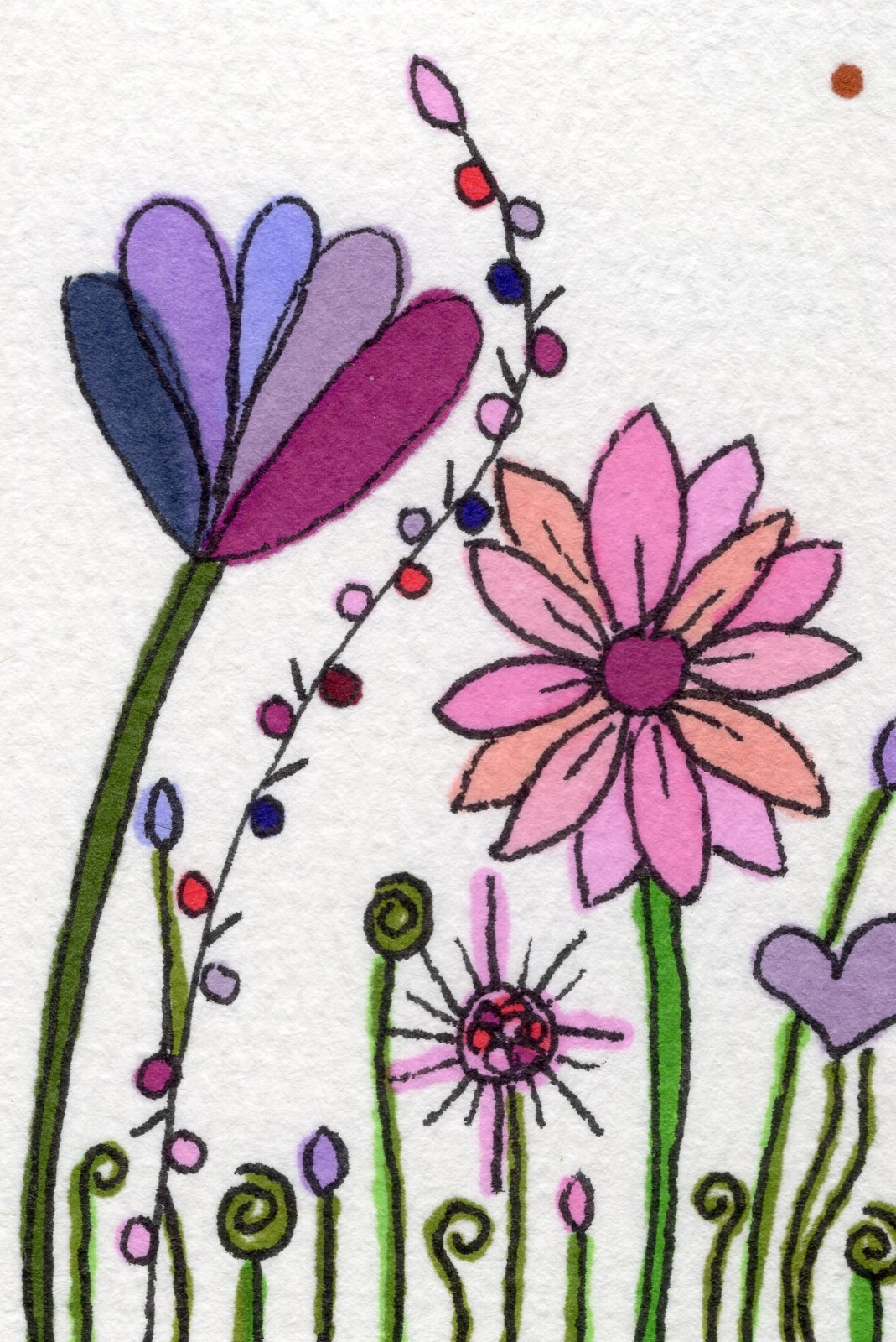 Original ACEO Watercolor Pen – Wild Flower art Nature mini art flower card