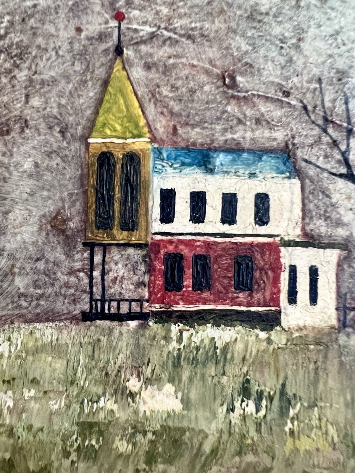 Original ROBERT DAVEY Primitive Oil Painting CARMEL California MCM Folk Art