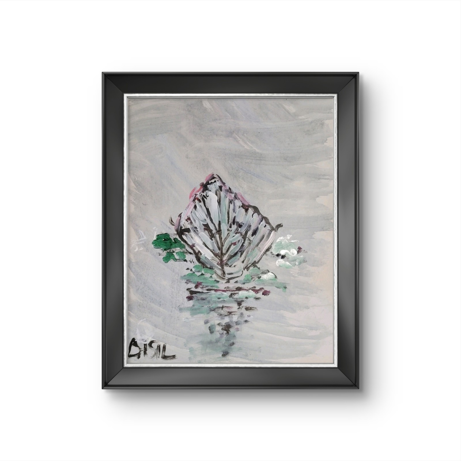 Abstract Expressionist Original Painting Canvas, Boat In Water