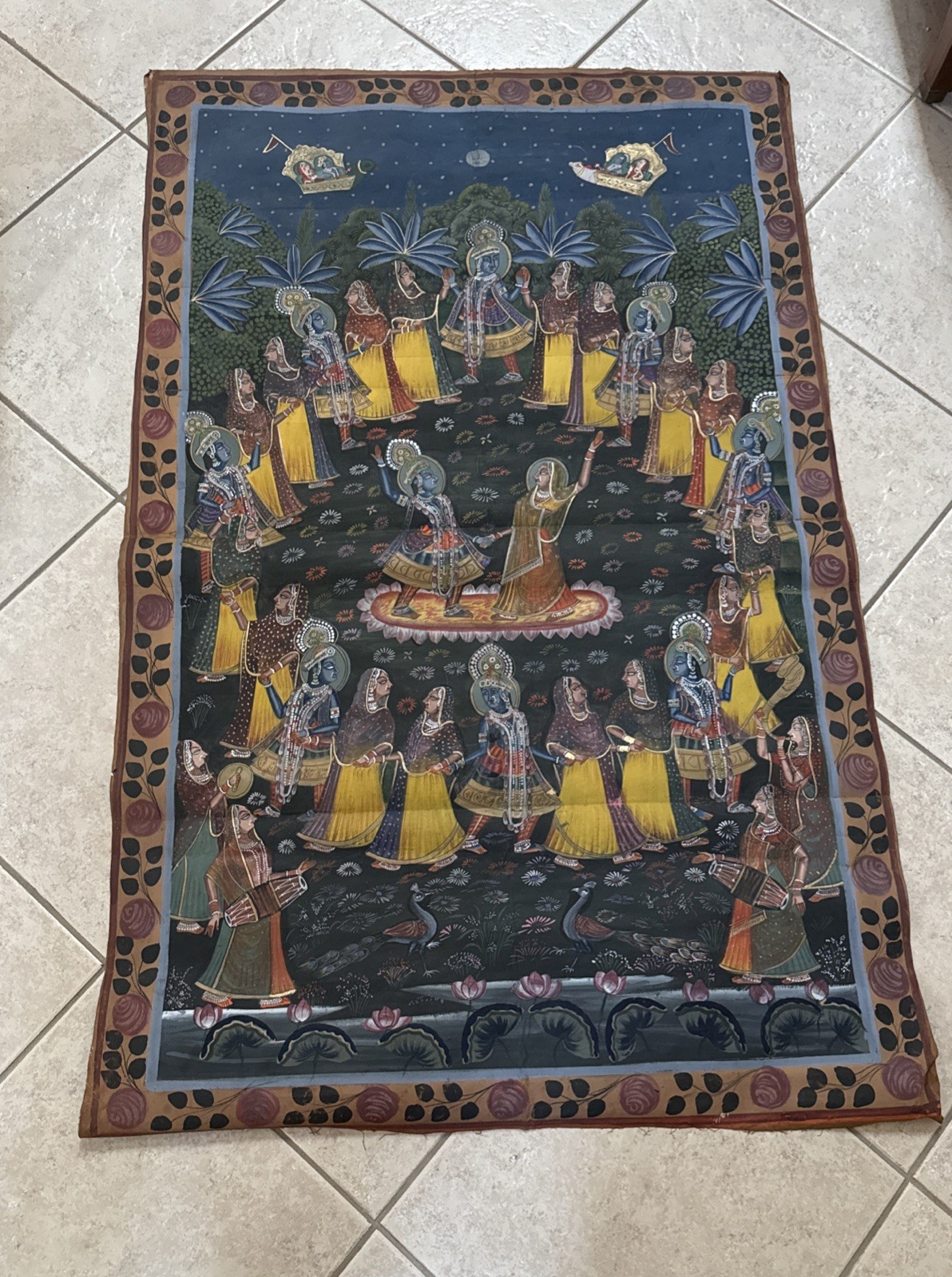Antique Hand Painted Pichwai Radha Krishna’s Dance Large Painting