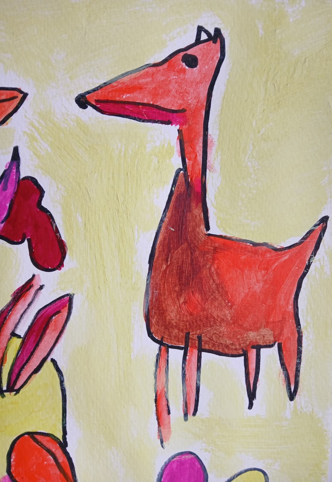 Abstract/Expressionism 11 x 14 Zoo Day One of a Kind Colorful Acrylic Painting