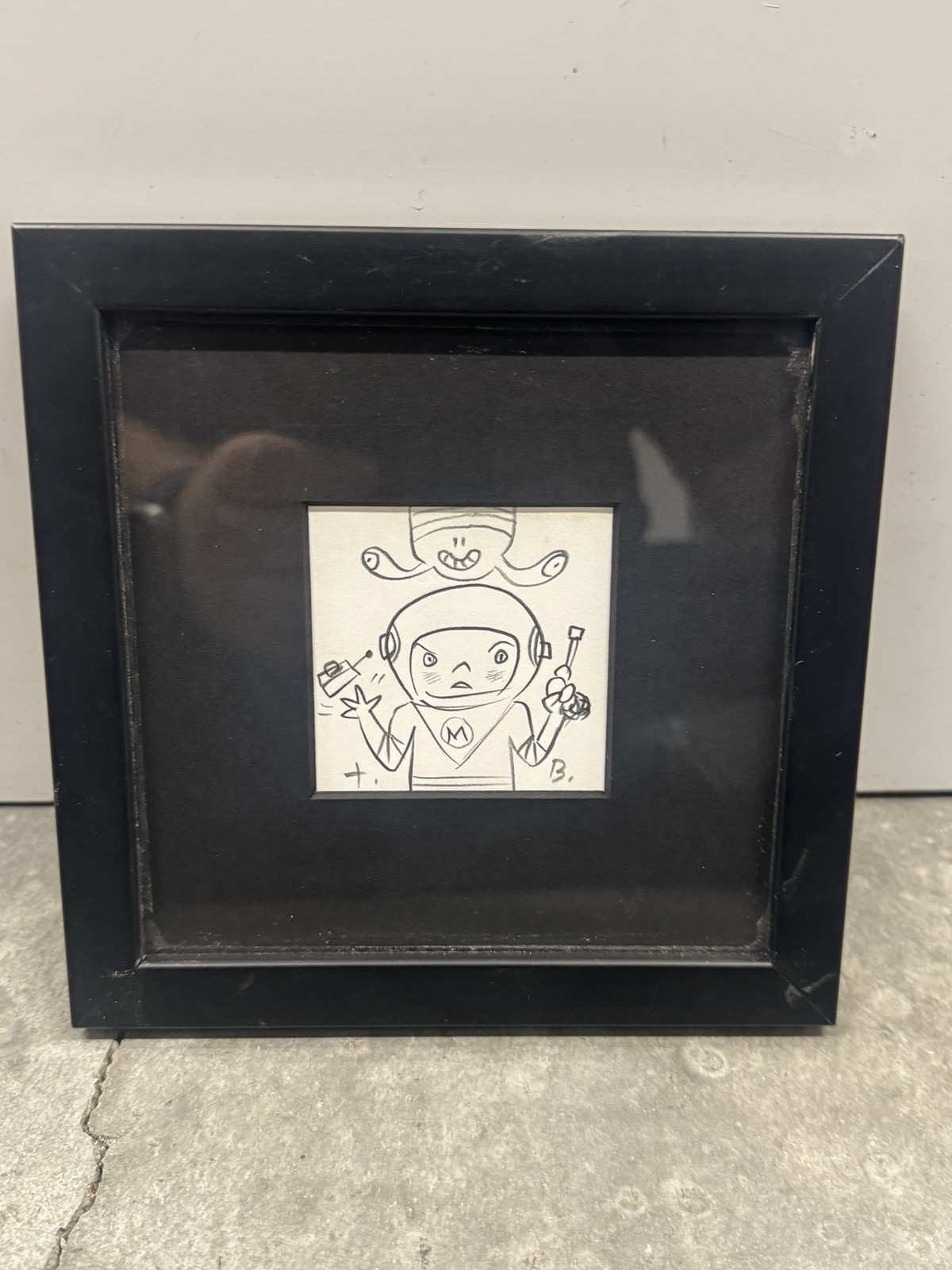 Tim Biskup Pencil Drawing Framed Original Art Signed Space Man