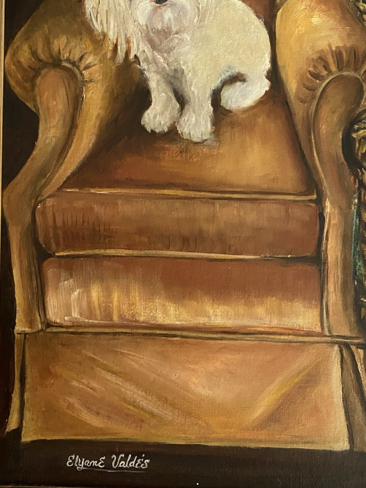 Mid Century MOD Fox Maltese Dog Owl Portrait Still Life Portrait Folk Painting