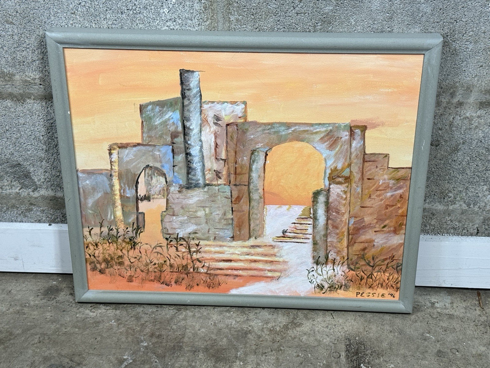 Southwest Desert Naïve Impressionist-Primitive Landscape Architectural focus